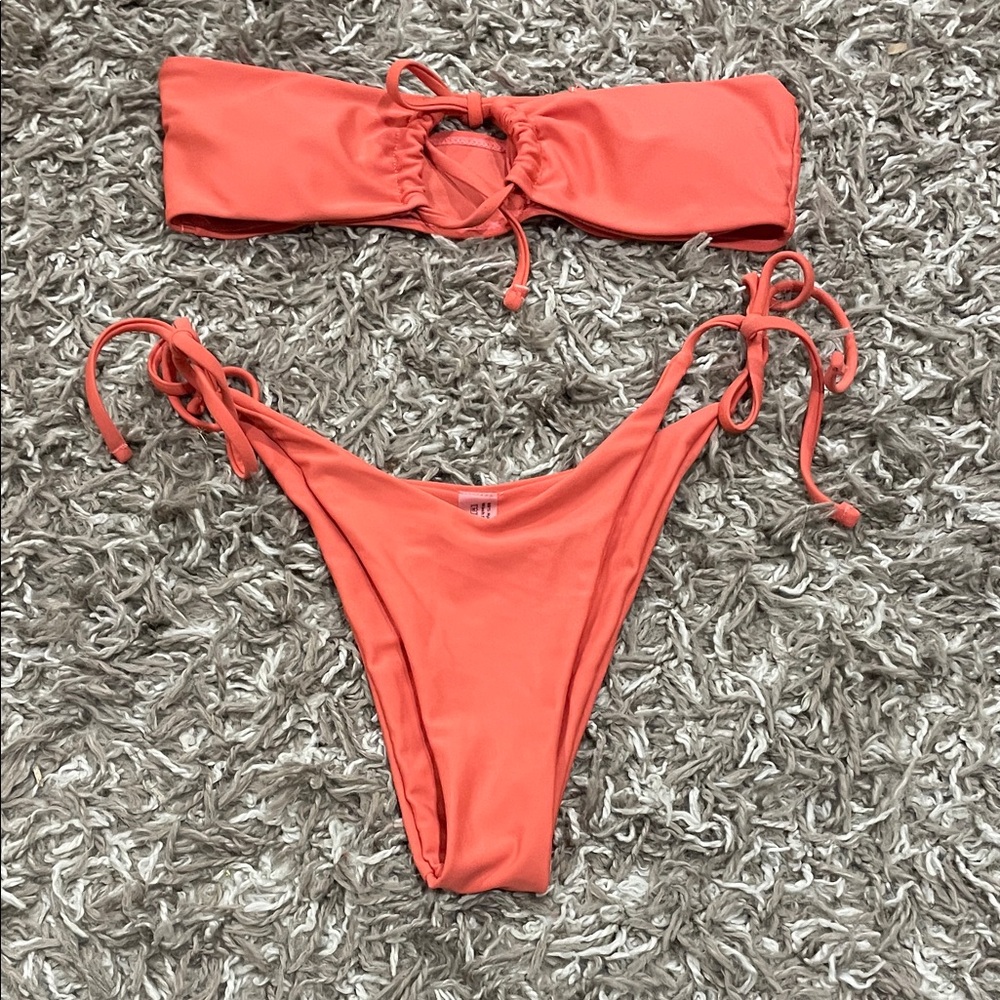 Coral orange Bikini Set size Small very cheeky